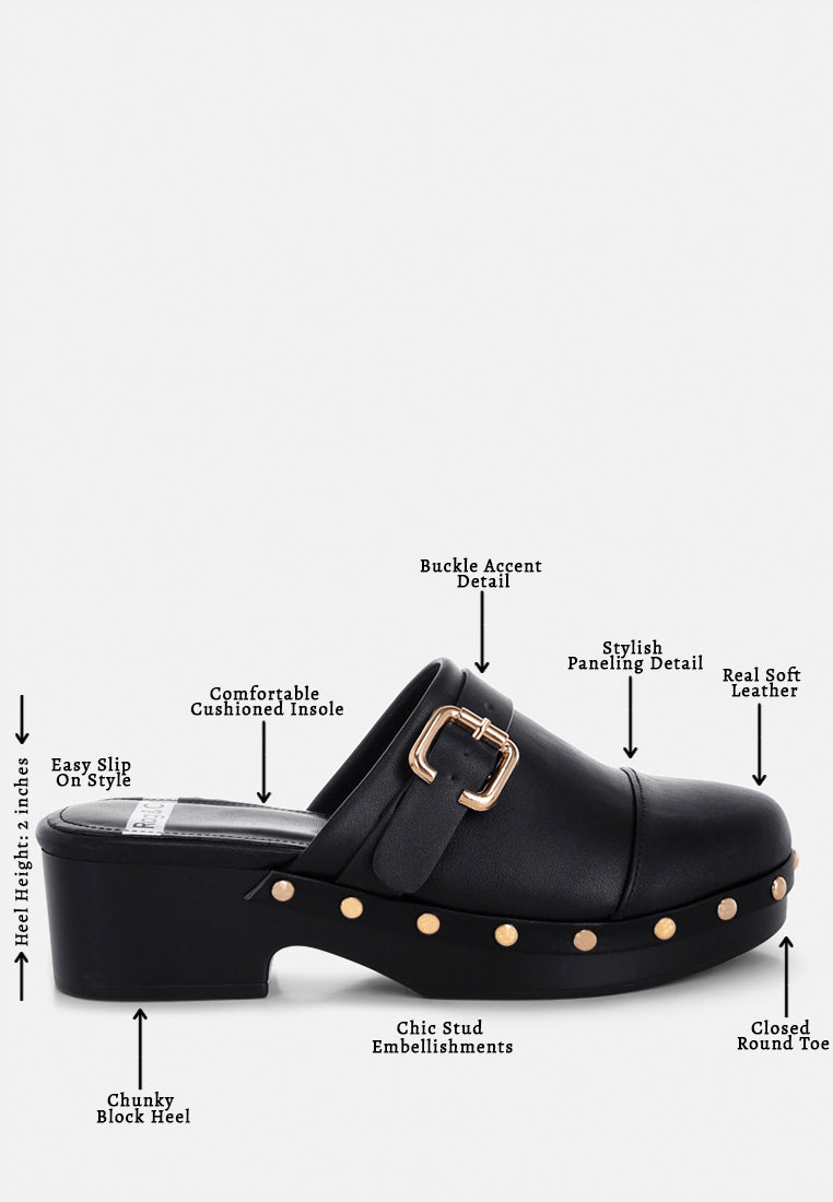 pinto studded genuine leather clogs#color_black-real soft leather