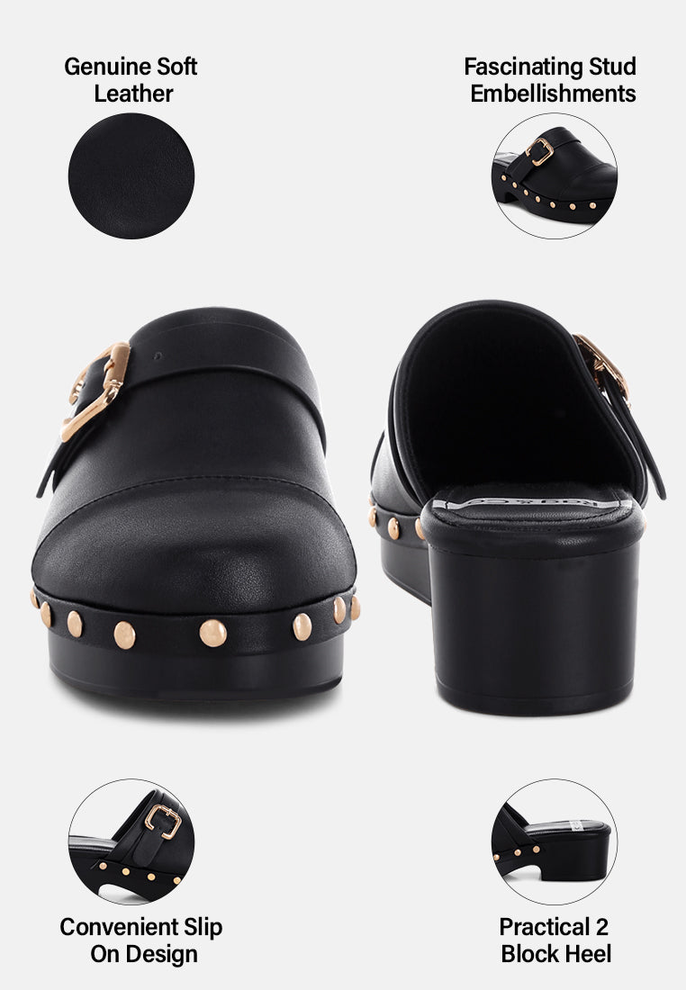 pinto studded genuine leather clogs#color_black-real soft leather