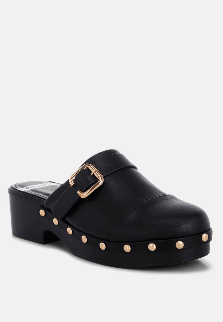 pinto studded genuine leather clogs#color_black-real soft leather