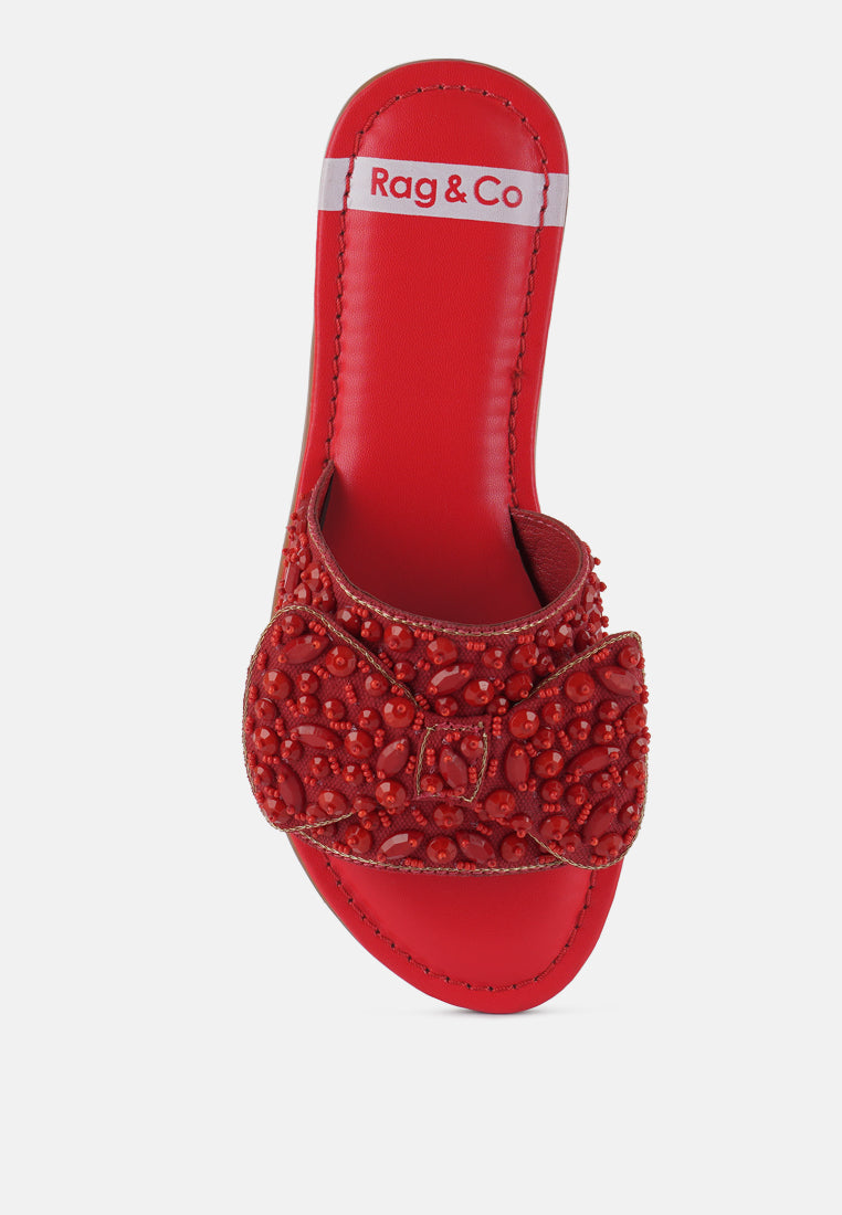 pipa big bow beaded flats#color_red