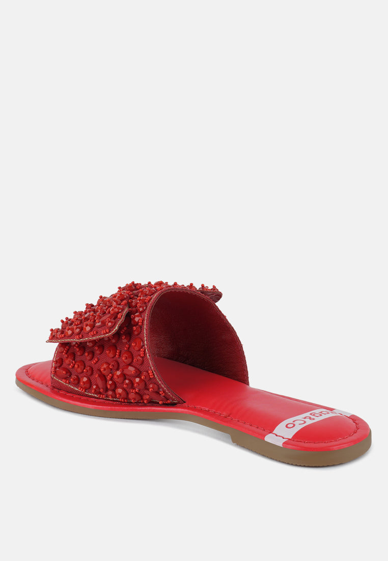 pipa big bow beaded flats#color_red