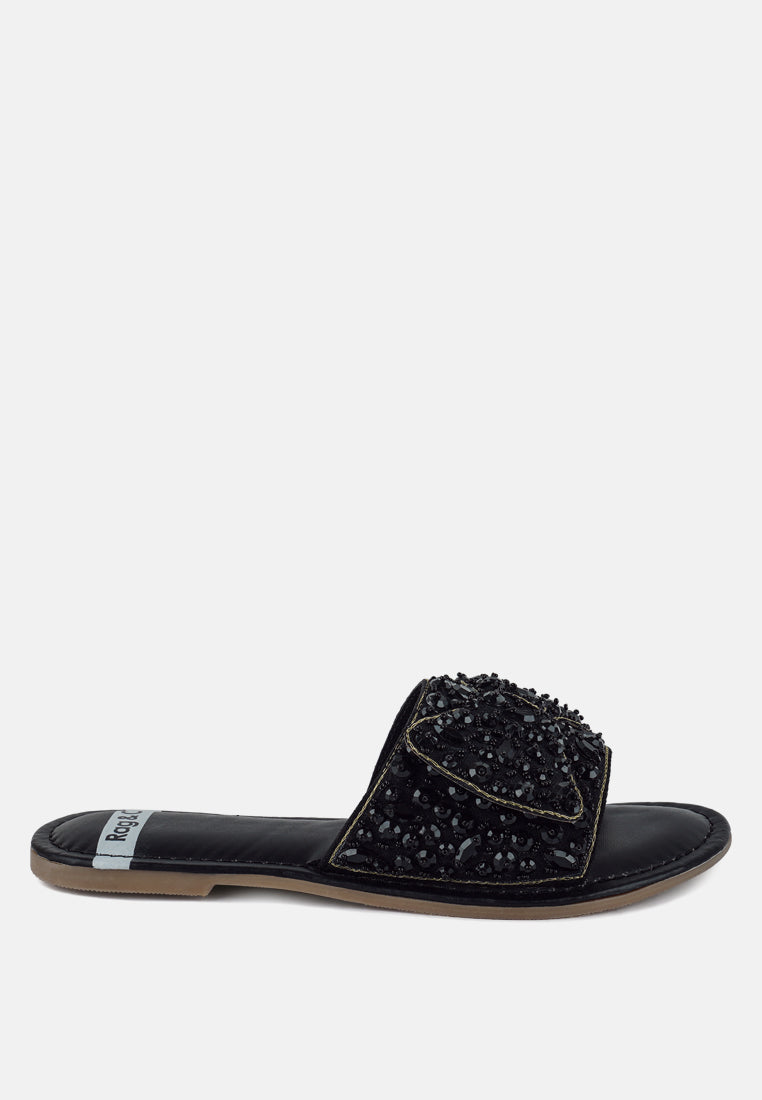 pipa big bow beaded flats#color_black