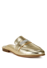 piscola rhinestones slip on mules#color_gold