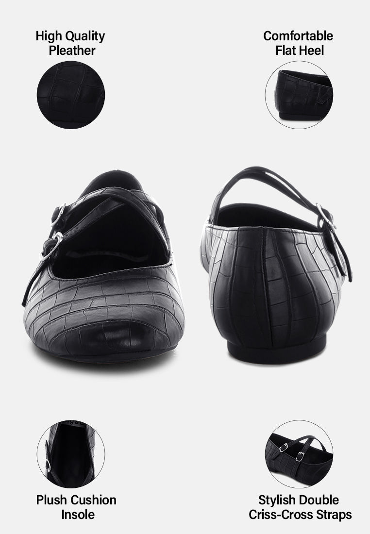 chirola mary jane ballet flats#color_black-croco faux leather