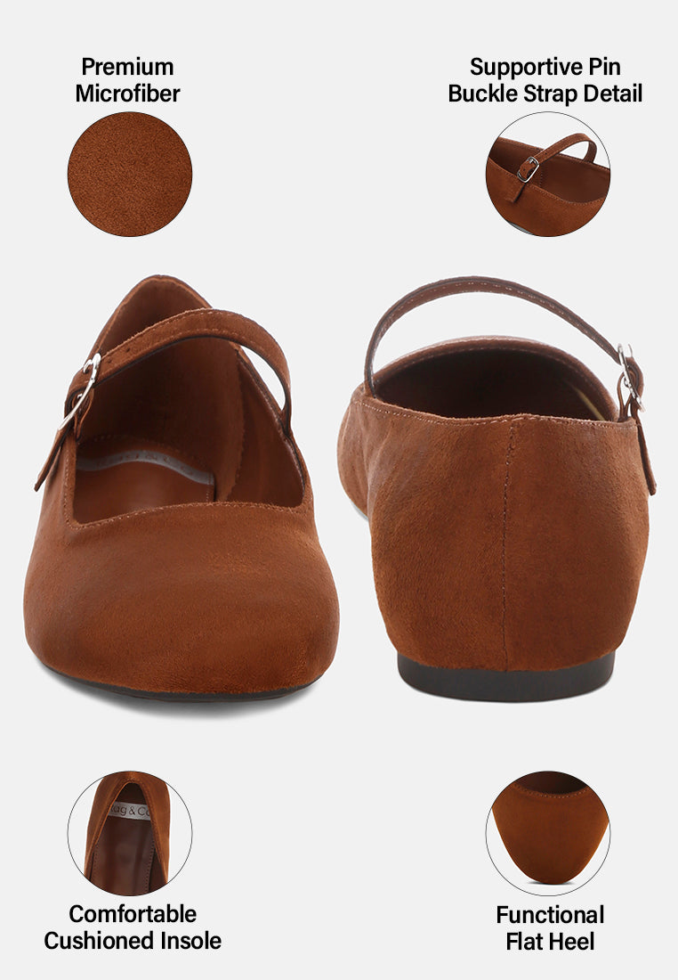jobal mary jane ballet flats#color_brown-microfiber