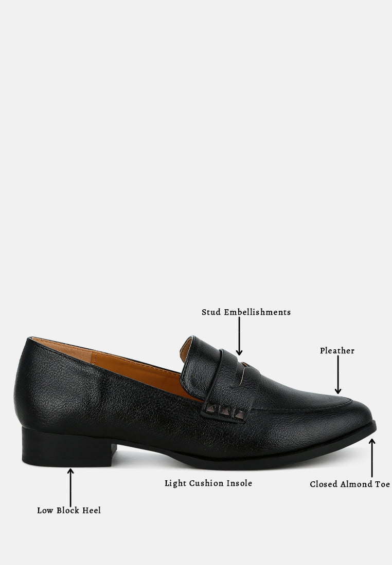 Potania Penny Strap Metallic Loafers#Color_Black