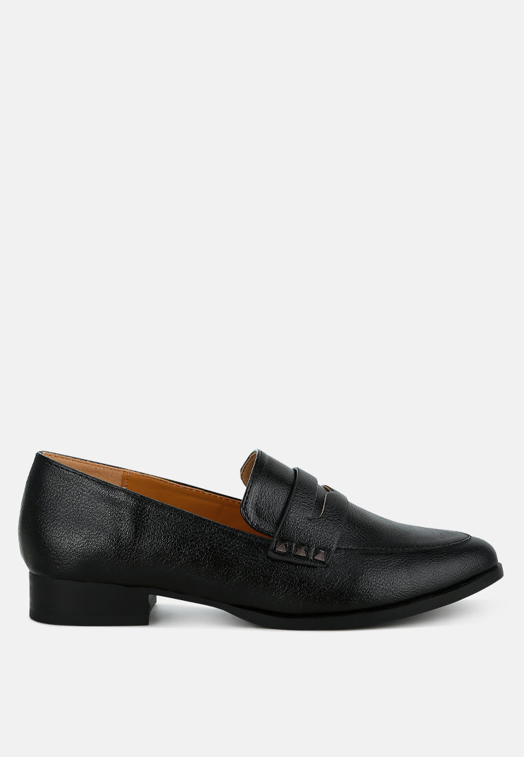 Potania Penny Strap Metallic Loafers#Color_Black