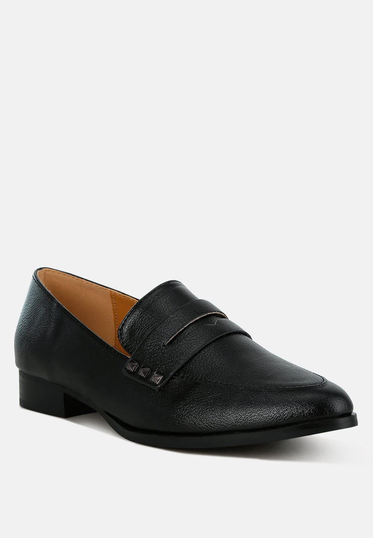 Potania Penny Strap Metallic Loafers#Color_Black