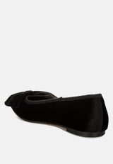 pothos luxurious velvet bow ballerinas#color_black