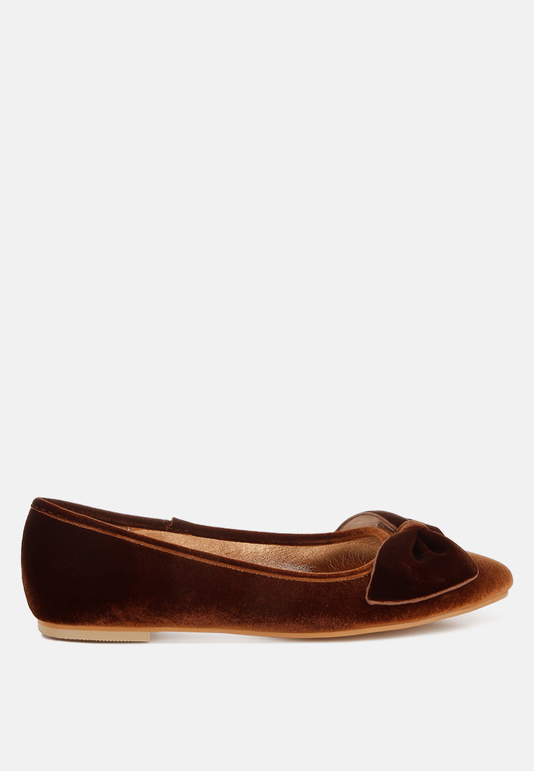 pothos luxurious velvet bow ballerinas#color_bronze