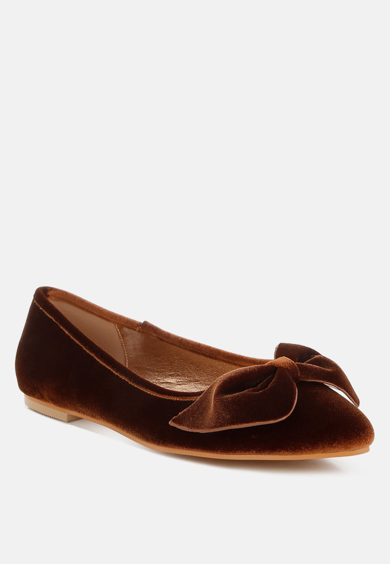 pothos luxurious velvet bow ballerinas#color_bronze