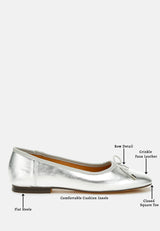 primrose metallic pleather bow ballerinas#color_silver