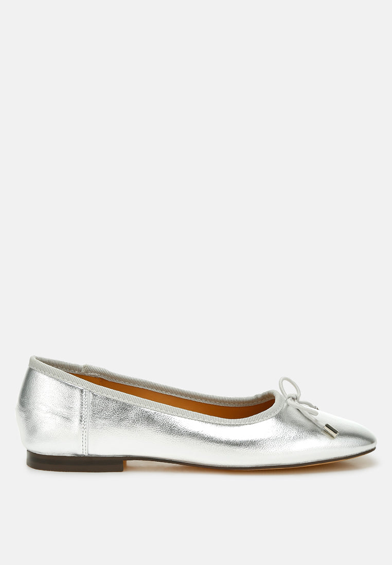 primrose metallic pleather bow ballerinas#color_silver