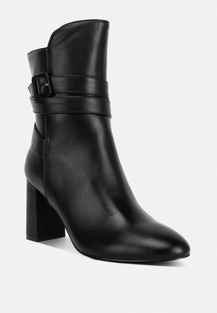 Cobra Buckle Strap Embellished Boots In Black#color_black
