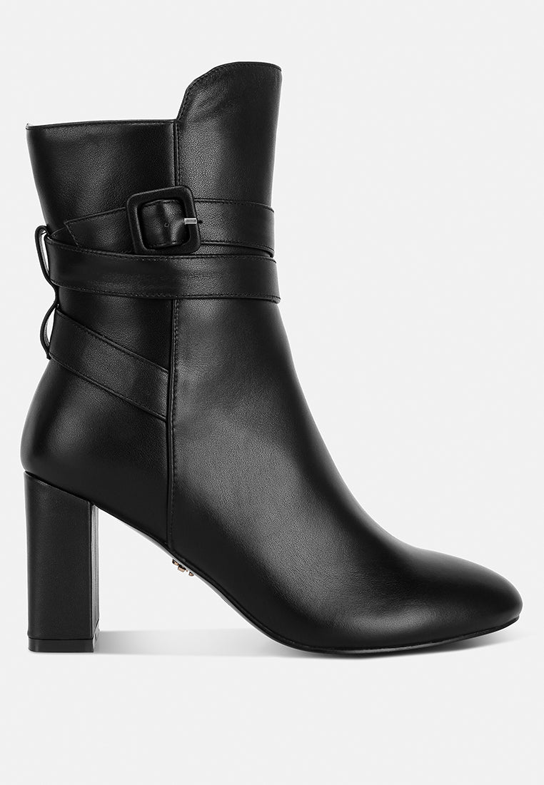 Cobra Buckle Strap Embellished Boots In Black#color_black