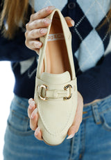 Asher Horsebit Embellished Raffia Loafers In Beige#color_beige