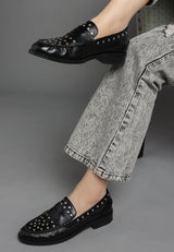 oglavia studs embellished leather loafers#color_black