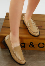 plavia genuine leather loafers#color_beige