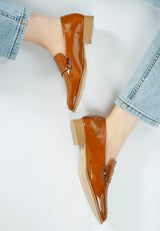 winged patent pleather penny loafers#color_tan