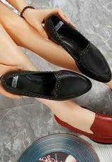 wolferton delicate stud detail leather loafers#color_black