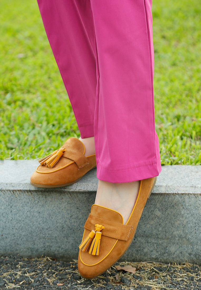 folklore micro suede tassel loafers#color_tan