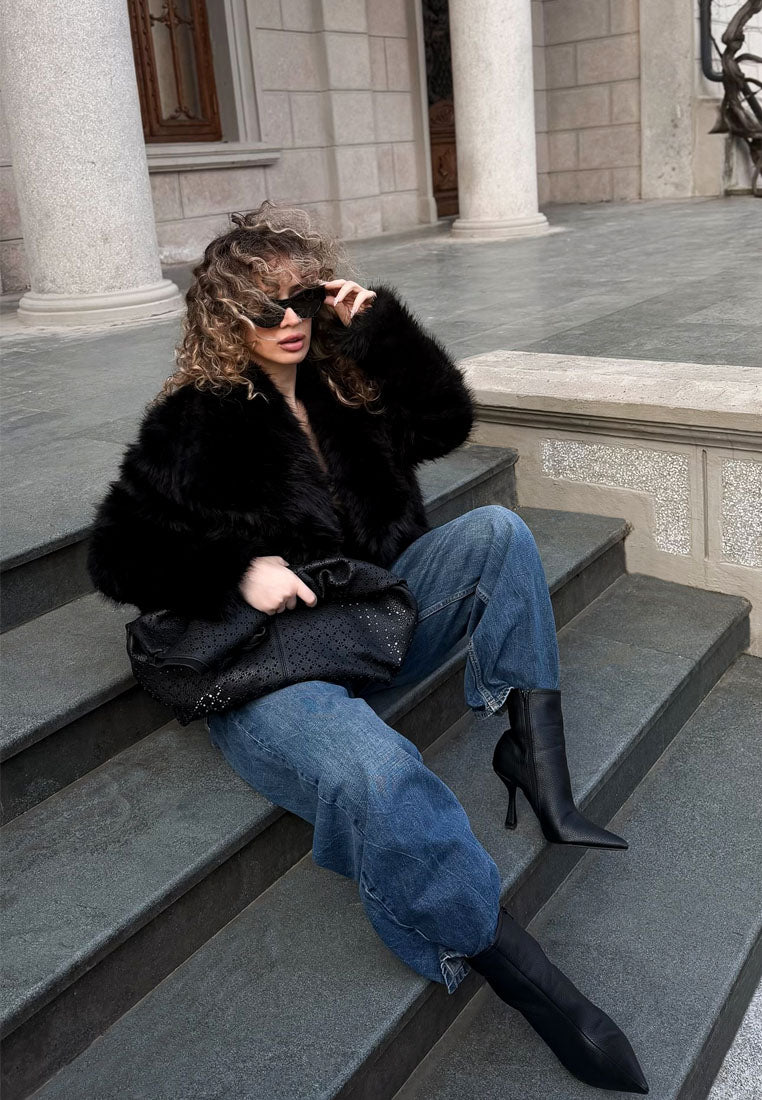 farnak pleather pointed toe ankle boots#color_black