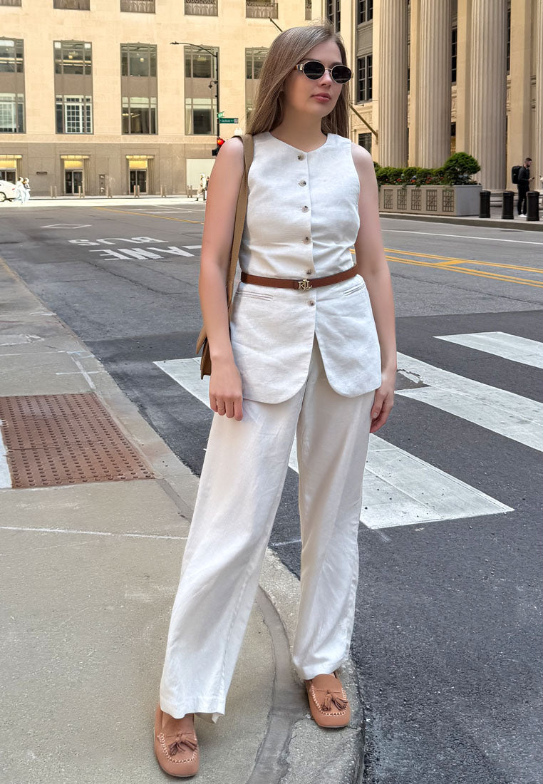 kipstar suede round toe tassel loafers#color_tan