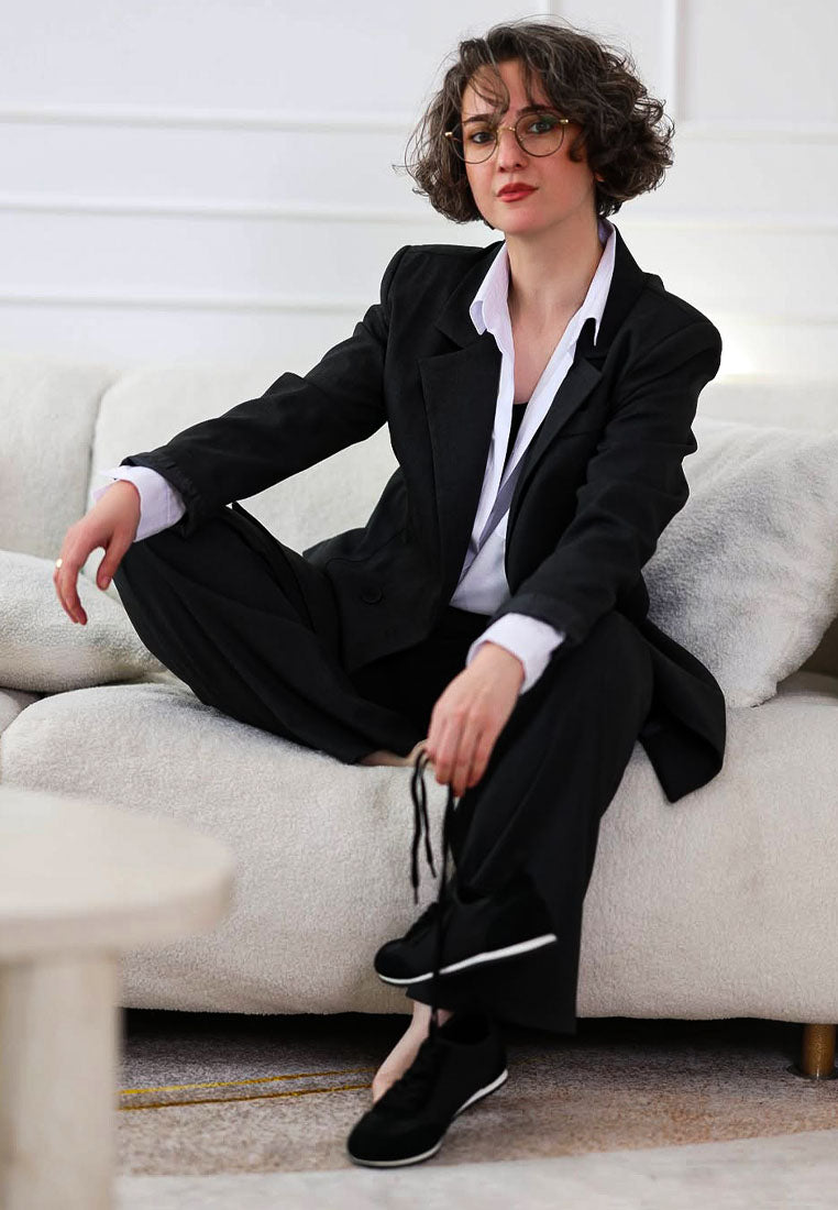 milon microfiber & mesh sneakers#color_black