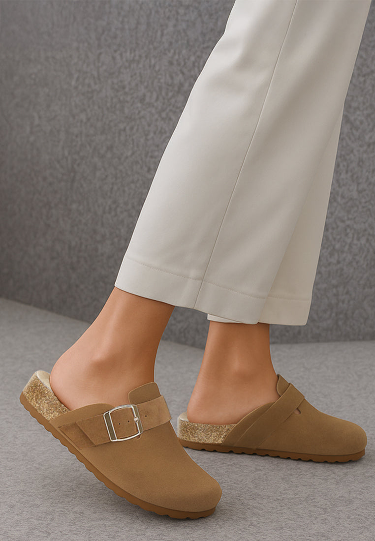 ratiha buckle accent slip-on footbed mules#color_tan