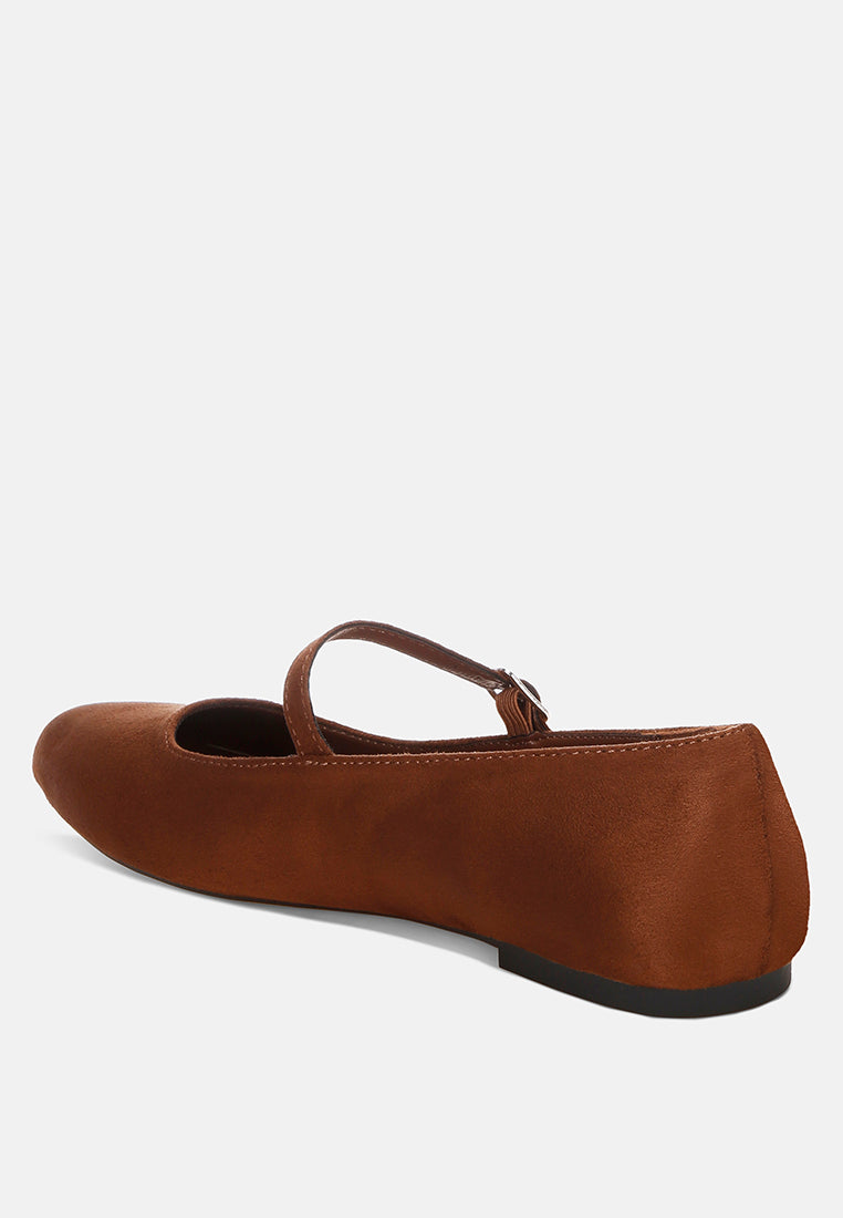jobal mary jane ballet flats#color_brown-microfiber