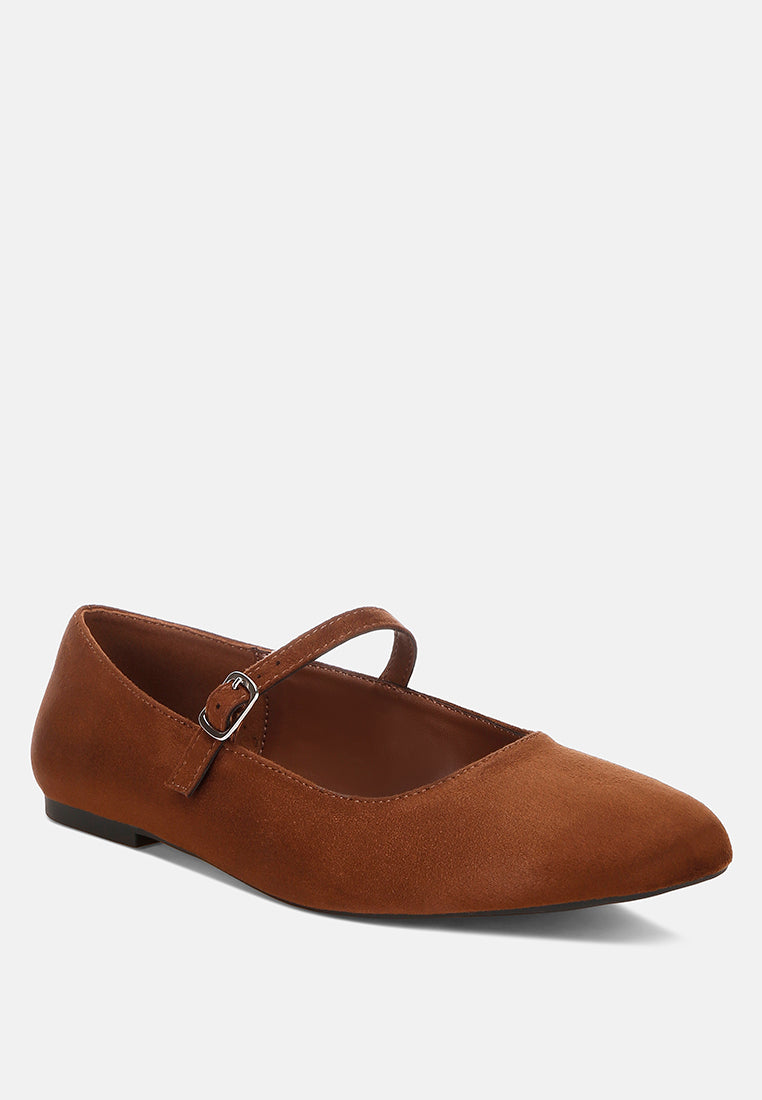 jobal mary jane ballet flats#color_brown-microfiber