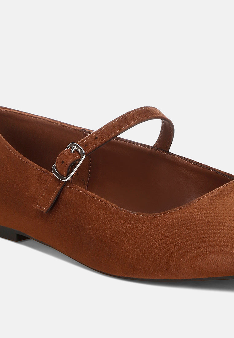 jobal mary jane ballet flats#color_brown-microfiber