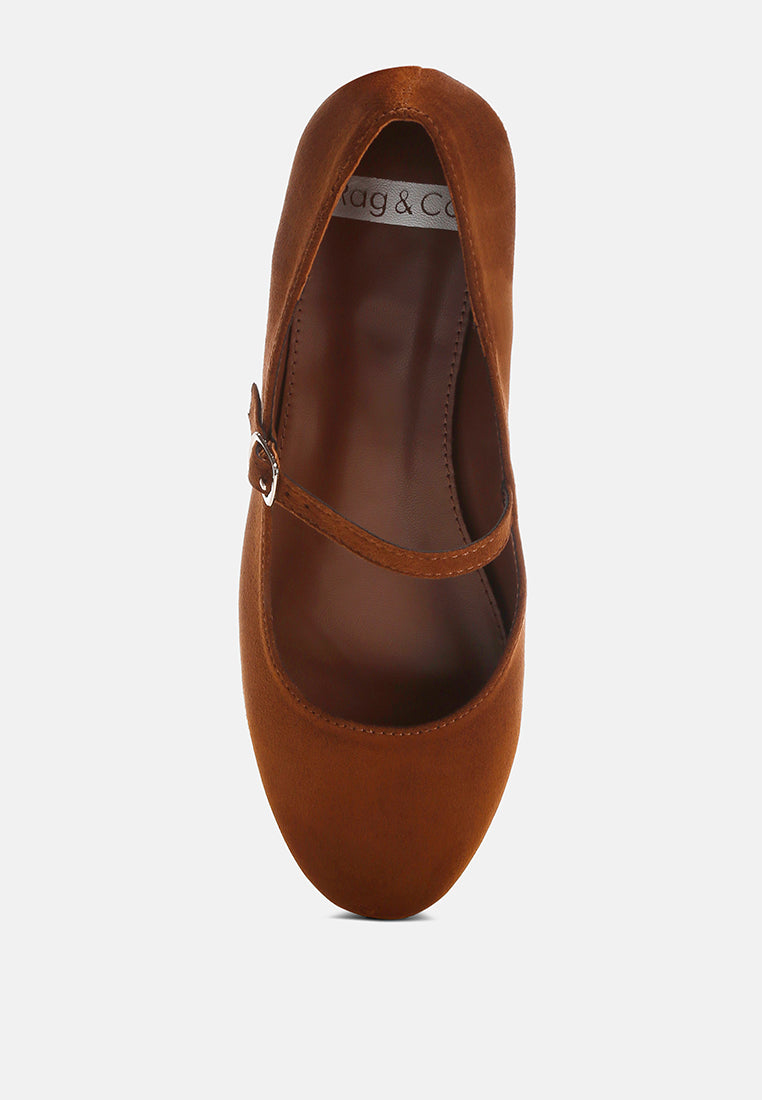 jobal mary jane ballet flats#color_brown-microfiber