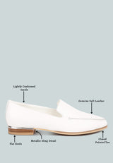 RICHELLI metallic sling detail loafers in White#color_white