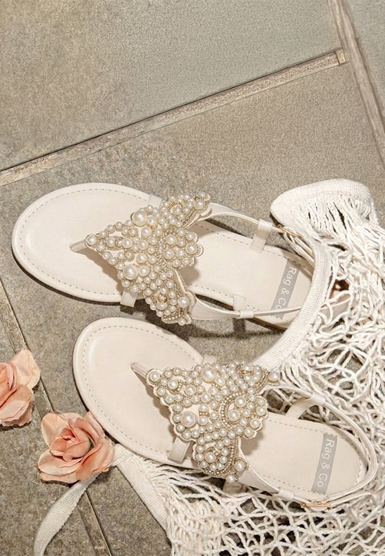 nayasa pn buckle pearls flats#color_white