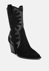 rambler rhinestones embellished calf boots#color_black