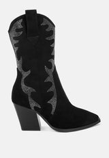 rambler rhinestones embellished calf boots#color_black