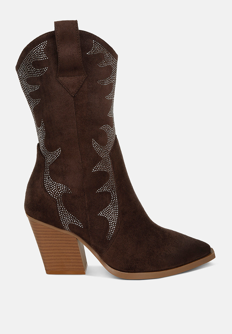 rambler rhinestones embellished calf boots#color_brown