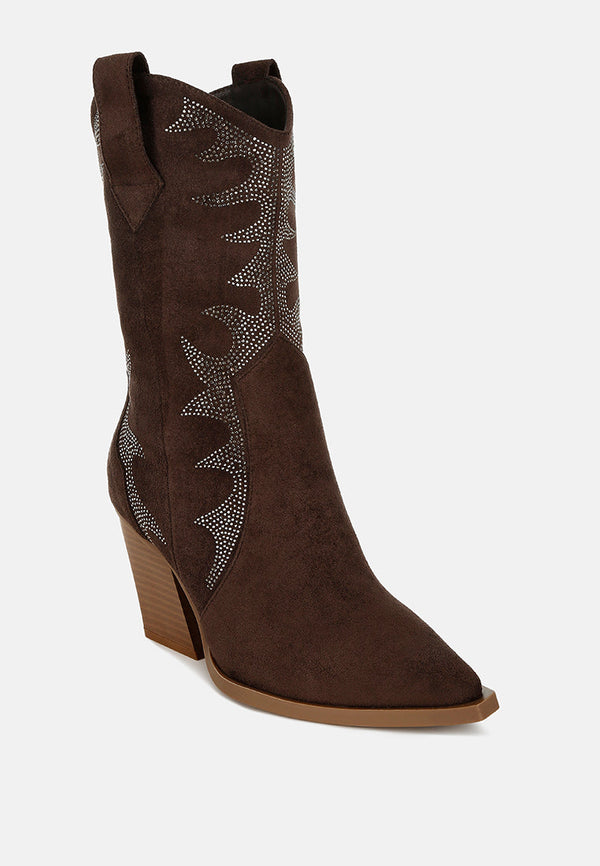 rambler rhinestones embellished calf boots#color_brown