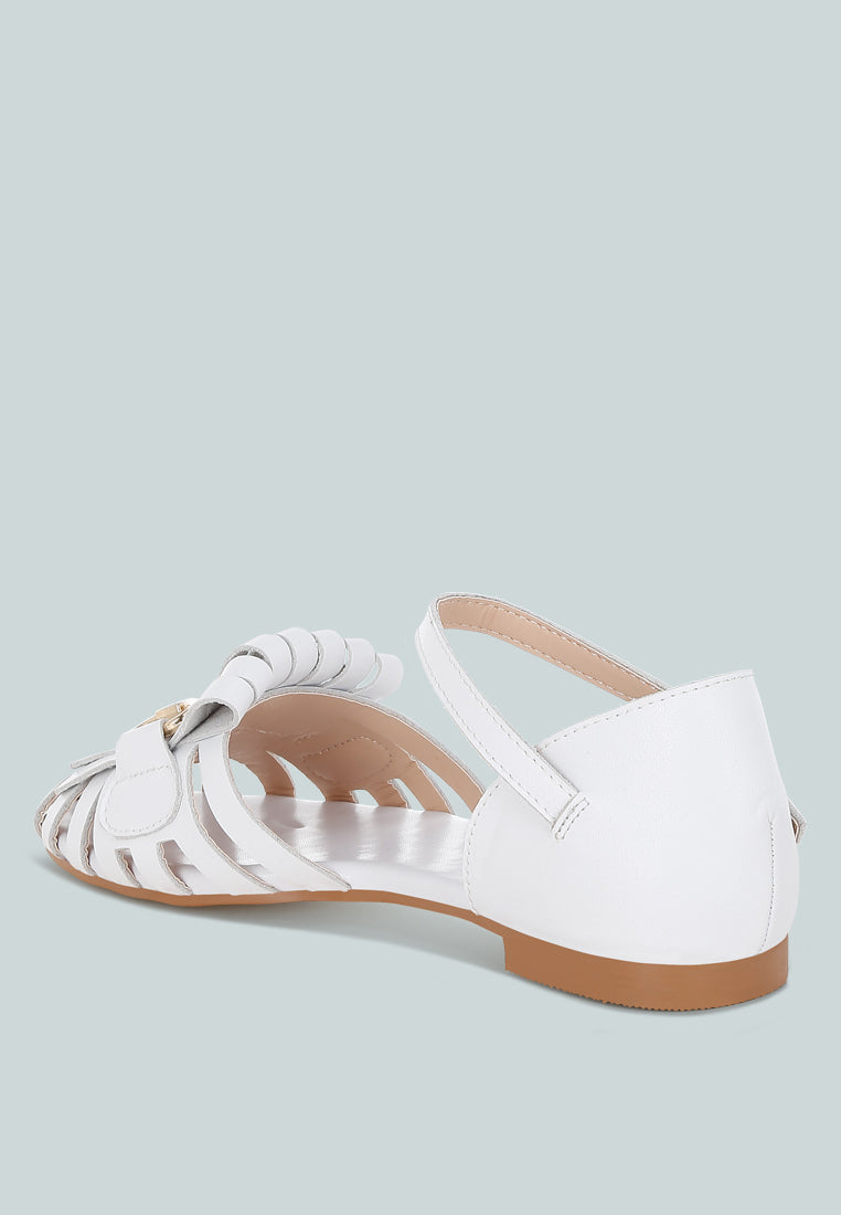 ramita horsebit fringe flat sandals#color_white
