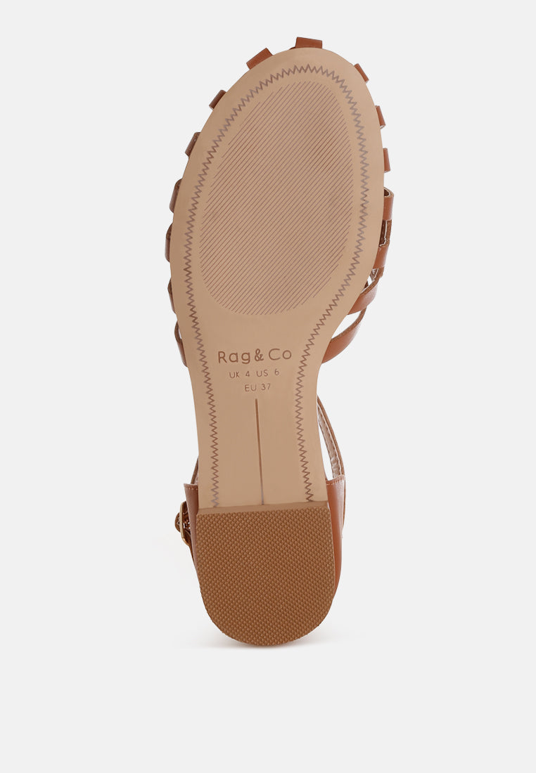 ramita horsebit fringe flat sandals#color_tan