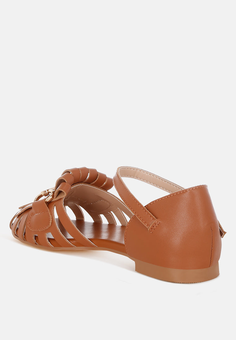ramita horsebit fringe flat sandals#color_tan