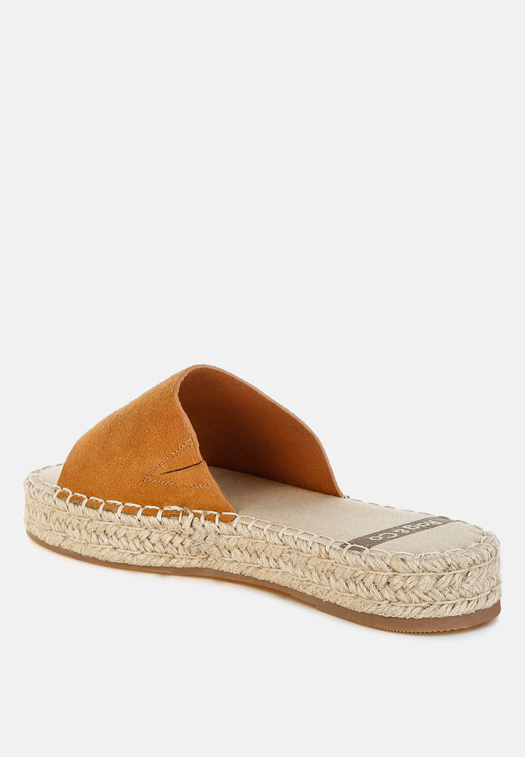 huntra real soft leather espadrille flatforms#color_light tan