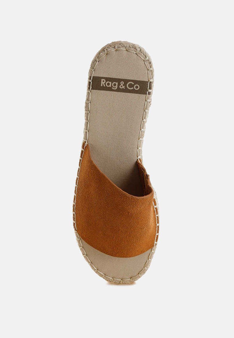 huntra real soft leather espadrille flatforms#color_light tan