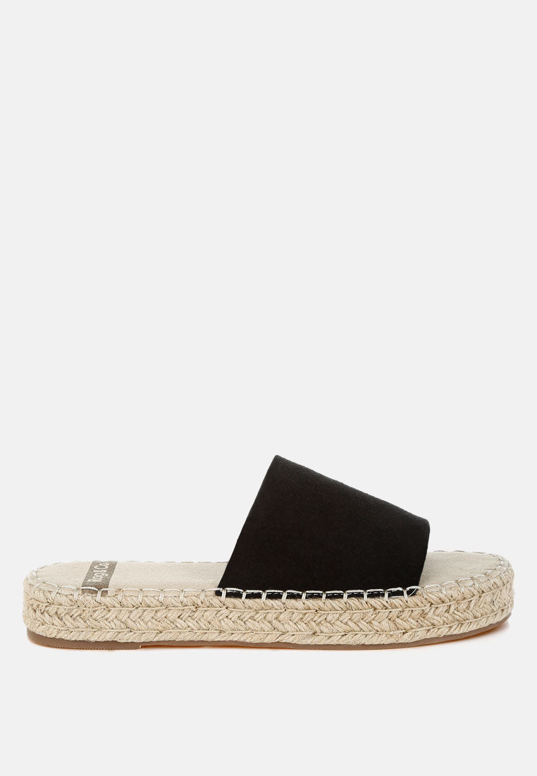 huntra real soft leather espadrille flatforms#color_black