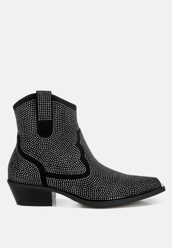 costello rhinestones embellished cowboy boots#color_black