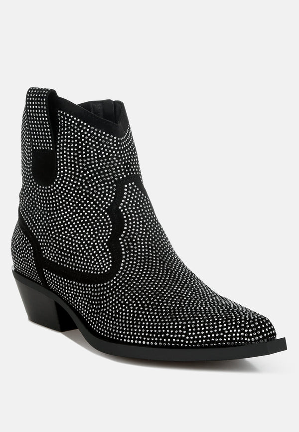 costello rhinestones embellished cowboy boots#color_black