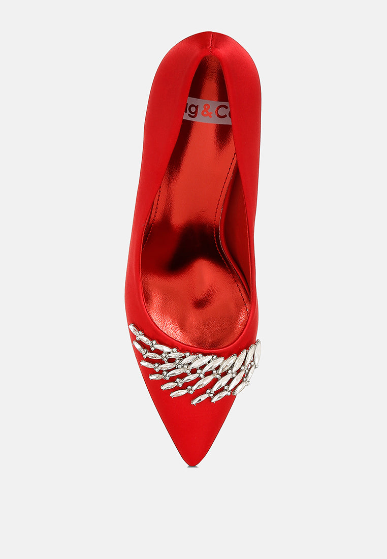 rhodolia diamante brooch detail satin pumps#color_red