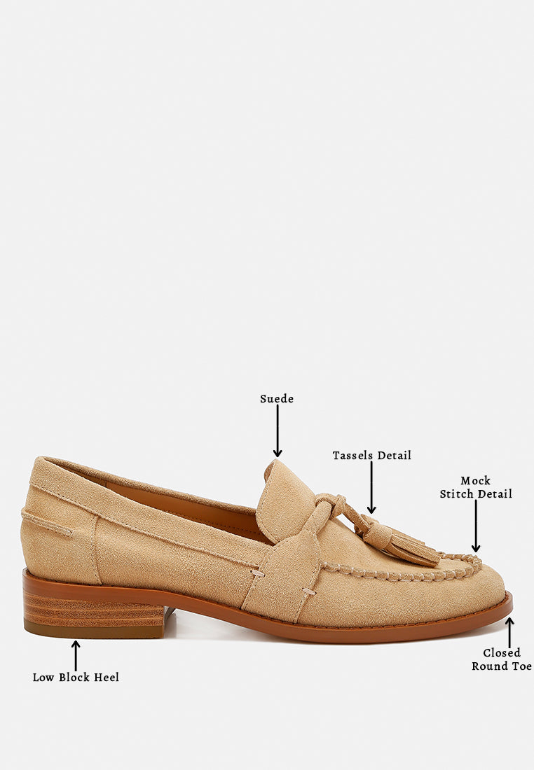 rhone tassels detail suede loafers#color_beige