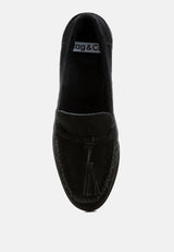 rhone tassels detail suede loafers#color_black